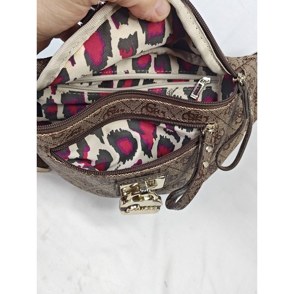 GUESS Renee Mini SI248712 Brown Logo Monogram Fanny Pack Belt Bag NWT - Picture 10 of 14